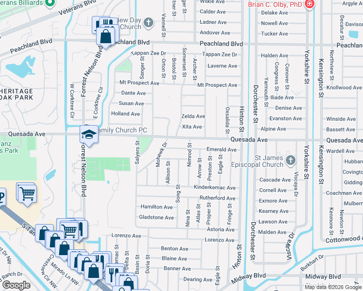 map of restaurants, bars, coffee shops, grocery stores, and more near 20284 Tralee Drive in Port Charlotte