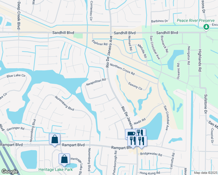 map of restaurants, bars, coffee shops, grocery stores, and more near 1239 Rio De Janeiro Avenue in Punta Gorda