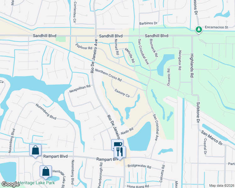 map of restaurants, bars, coffee shops, grocery stores, and more near 1255 Saxony Circle in Punta Gorda