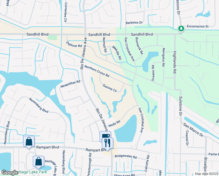 map of restaurants, bars, coffee shops, grocery stores, and more near 1306 Saxony Circle in Punta Gorda