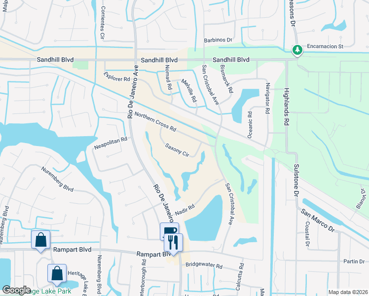 map of restaurants, bars, coffee shops, grocery stores, and more near 1306 Saxony Circle in Punta Gorda