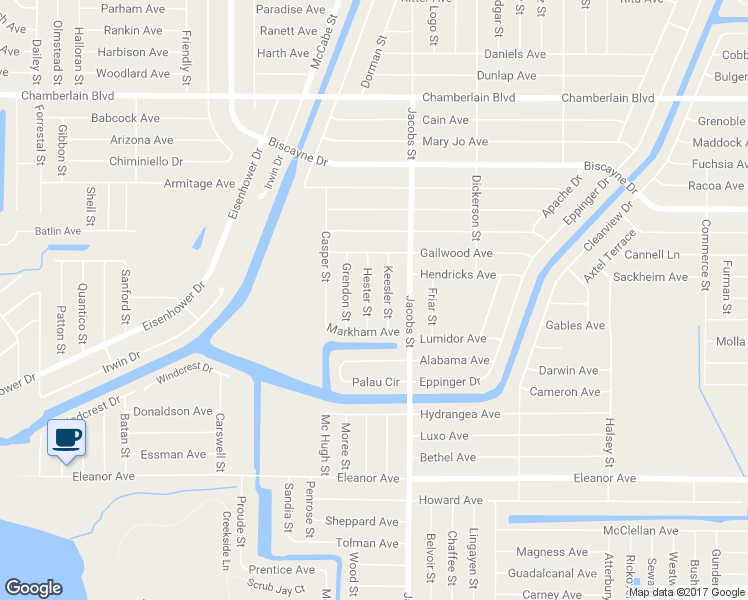 map of restaurants, bars, coffee shops, grocery stores, and more near 1282 Hester Street in Port Charlotte