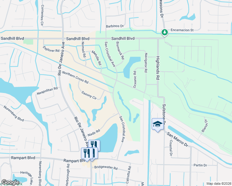 map of restaurants, bars, coffee shops, grocery stores, and more near 26336 Northern Cross Road in Punta Gorda