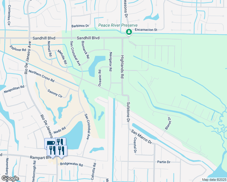 map of restaurants, bars, coffee shops, grocery stores, and more near 1298 Navigator Road in Punta Gorda