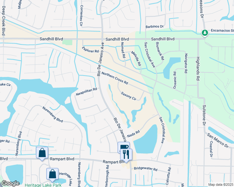 map of restaurants, bars, coffee shops, grocery stores, and more near 1235 Saxony Circle in Punta Gorda