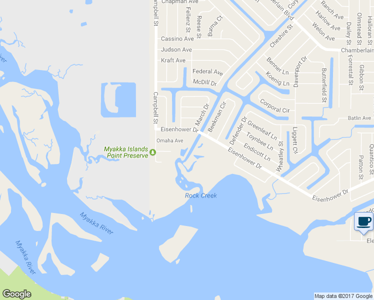 map of restaurants, bars, coffee shops, grocery stores, and more near 12131 Eisenhower Drive in Port Charlotte