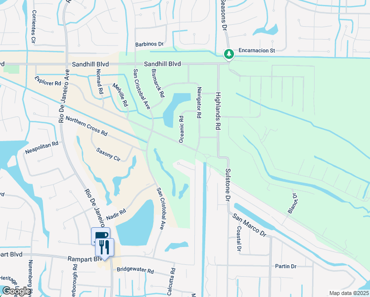 map of restaurants, bars, coffee shops, grocery stores, and more near 26521 Explorer Road in Punta Gorda