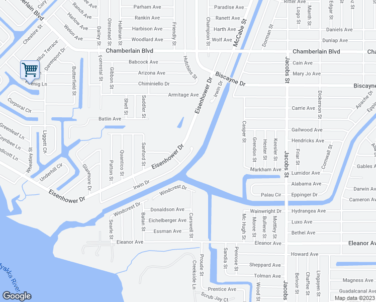map of restaurants, bars, coffee shops, grocery stores, and more near 13294 Irwin Drive in Port Charlotte