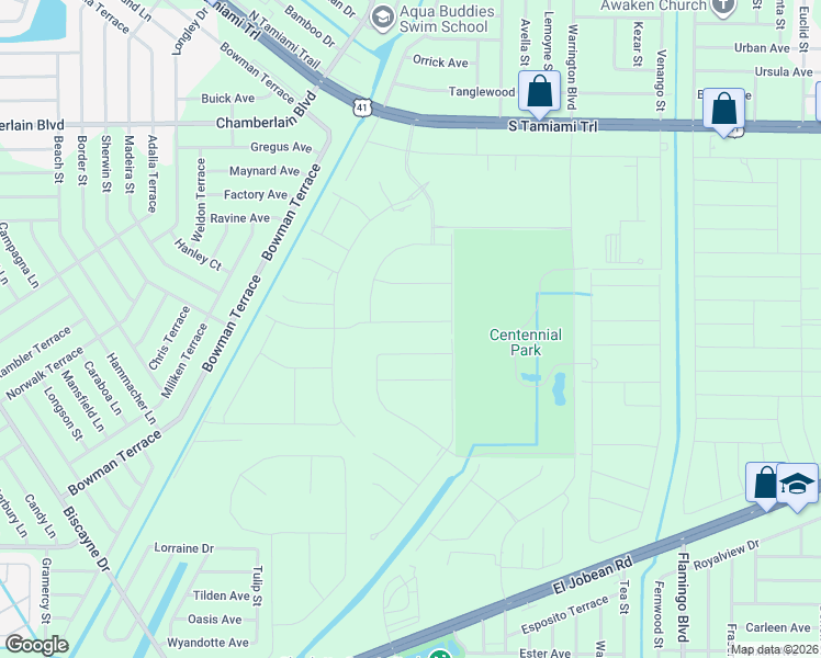 map of restaurants, bars, coffee shops, grocery stores, and more near 16122-16298 Greggton Avenue in Port Charlotte