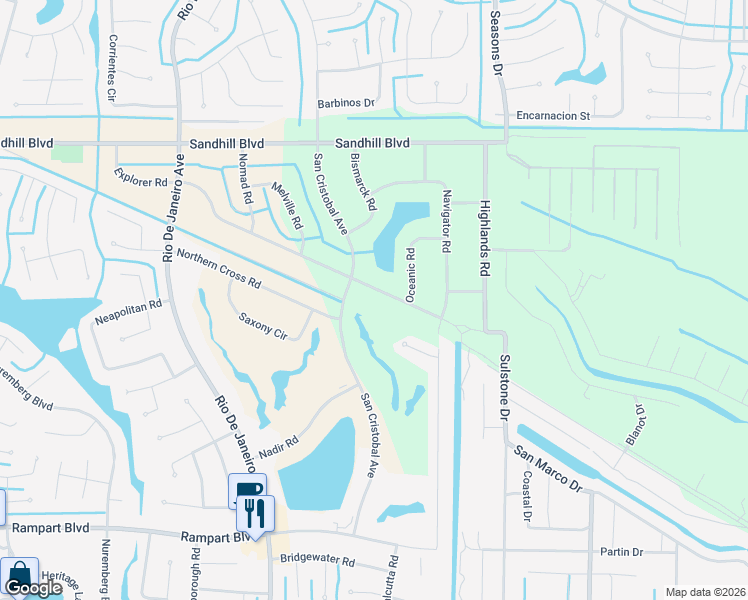 map of restaurants, bars, coffee shops, grocery stores, and more near 26458 Explorer Road in Punta Gorda