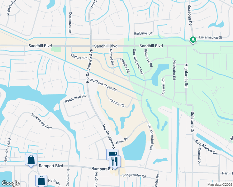 map of restaurants, bars, coffee shops, grocery stores, and more near 26246 Northern Cross Road in Punta Gorda