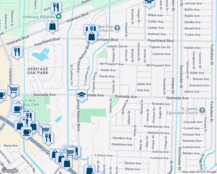 map of restaurants, bars, coffee shops, grocery stores, and more near 20143 Holland Avenue in Port Charlotte