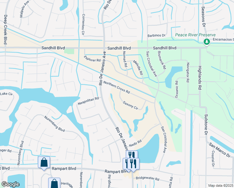 map of restaurants, bars, coffee shops, grocery stores, and more near 26149 Northern Cross Road in Punta Gorda