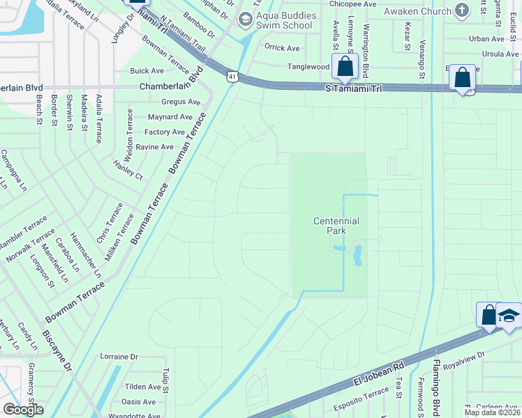 map of restaurants, bars, coffee shops, grocery stores, and more near Laramore Ave in Port Charlotte
