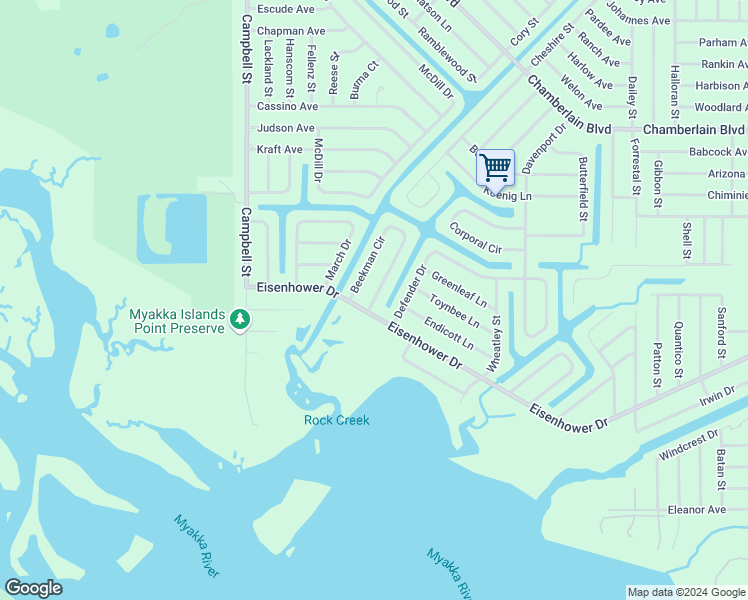 map of restaurants, bars, coffee shops, grocery stores, and more near 1276 Beekman Circle in Port Charlotte