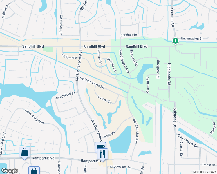 map of restaurants, bars, coffee shops, grocery stores, and more near 26246 Northern Cross Road in Punta Gorda