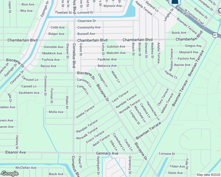 map of restaurants, bars, coffee shops, grocery stores, and more near 1254 Chagrin Lane in Port Charlotte