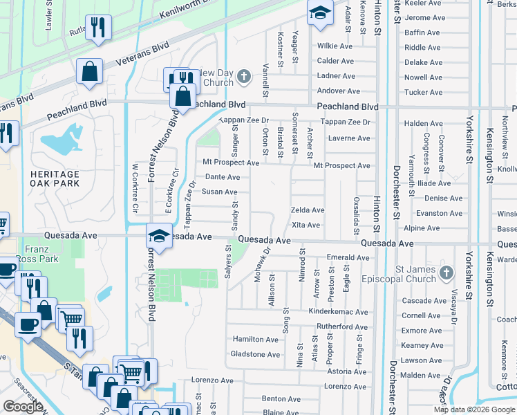 map of restaurants, bars, coffee shops, grocery stores, and more near 1230 Mohawk Drive in Port Charlotte