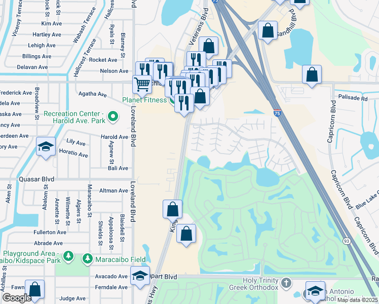 map of restaurants, bars, coffee shops, grocery stores, and more near 269 Weatherly Lane in Punta Gorda