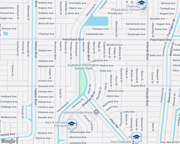 map of restaurants, bars, coffee shops, grocery stores, and more near 1209 Alton Road in Port Charlotte