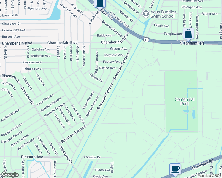 map of restaurants, bars, coffee shops, grocery stores, and more near 924 Bowman Terrace in Port Charlotte