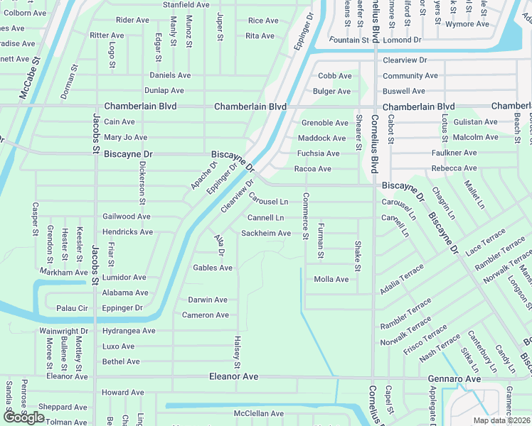 map of restaurants, bars, coffee shops, grocery stores, and more near 14323 Cannell Lane in Port Charlotte