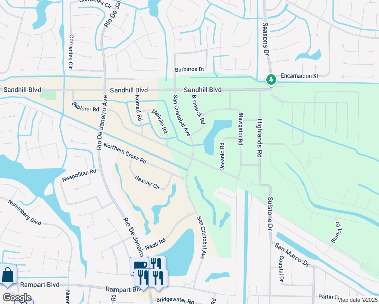 map of restaurants, bars, coffee shops, grocery stores, and more near 26405 Explorer Road in Punta Gorda