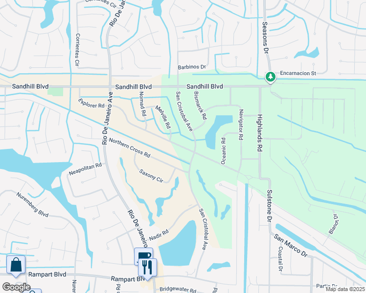 map of restaurants, bars, coffee shops, grocery stores, and more near 26365 Explorer Road in Punta Gorda