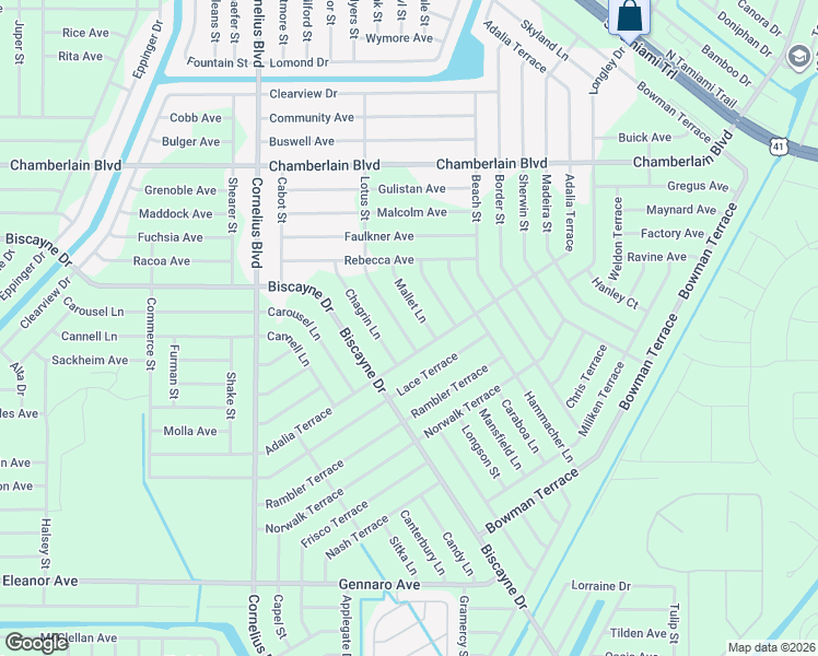 map of restaurants, bars, coffee shops, grocery stores, and more near 1254 Chagrin Lane in Port Charlotte