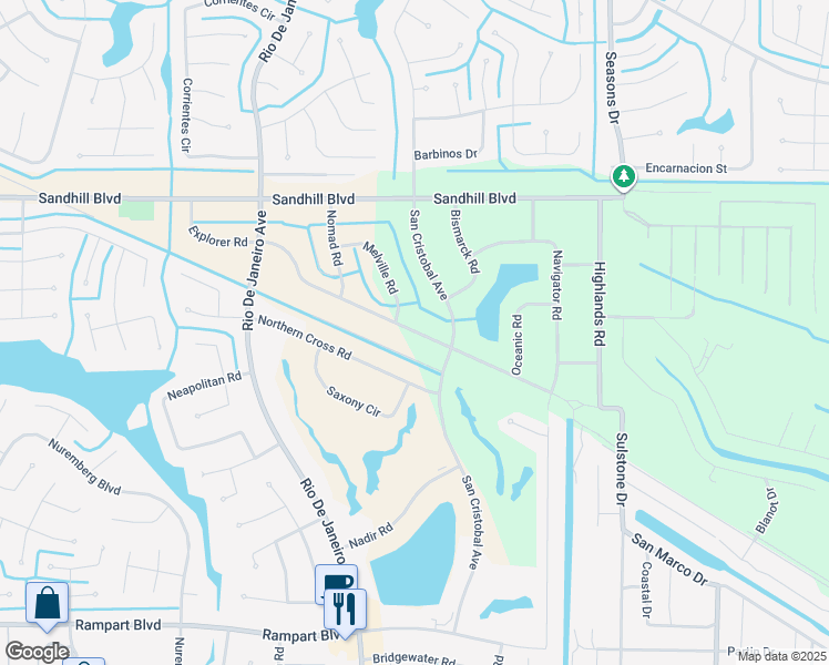 map of restaurants, bars, coffee shops, grocery stores, and more near 26365 Explorer Road in Punta Gorda