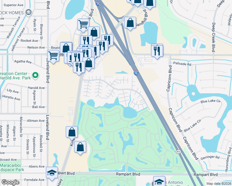 map of restaurants, bars, coffee shops, grocery stores, and more near 111 Club Lane in Punta Gorda
