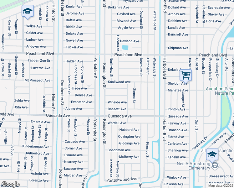 map of restaurants, bars, coffee shops, grocery stores, and more near 21208 Alderson Avenue in Port Charlotte