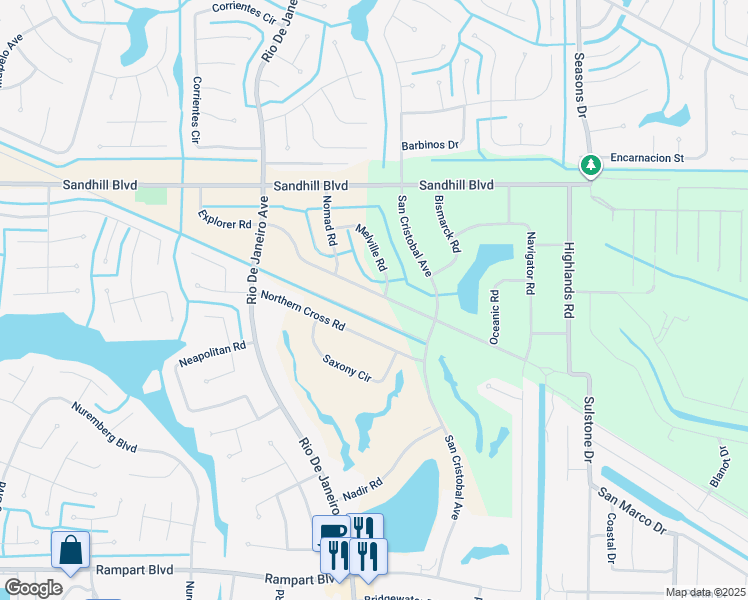 map of restaurants, bars, coffee shops, grocery stores, and more near 26302 Explorer Road in Punta Gorda