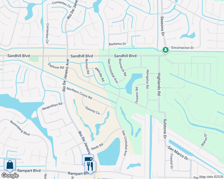 map of restaurants, bars, coffee shops, grocery stores, and more near 1170 Melville Road in Punta Gorda