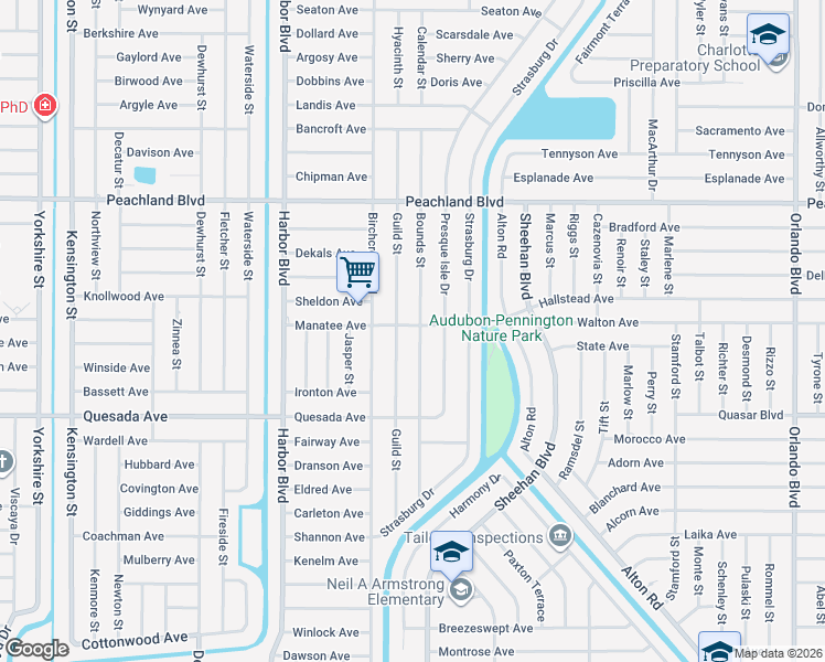 map of restaurants, bars, coffee shops, grocery stores, and more near 21587 Manatee Avenue in Port Charlotte