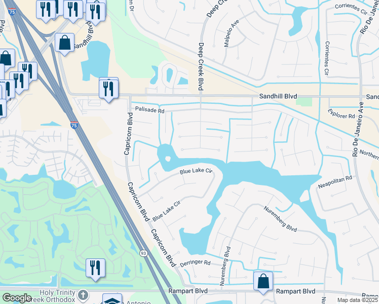 map of restaurants, bars, coffee shops, grocery stores, and more near 25204 Zodiac Lane in Punta Gorda