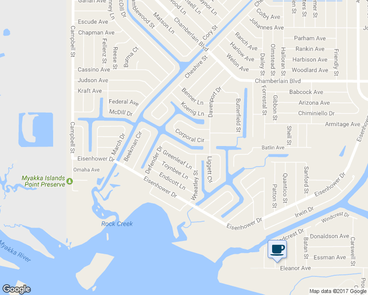 map of restaurants, bars, coffee shops, grocery stores, and more near 12394 Defender Drive in Port Charlotte