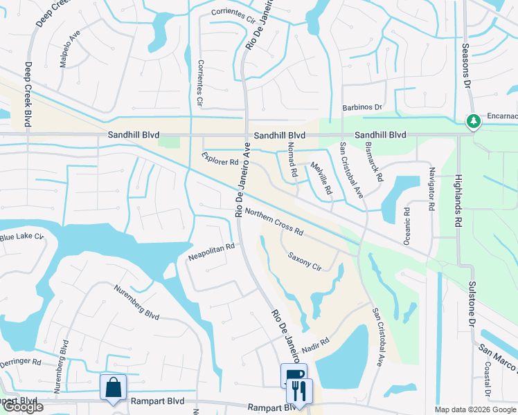 map of restaurants, bars, coffee shops, grocery stores, and more near 26136 Northern Cross Road in Punta Gorda
