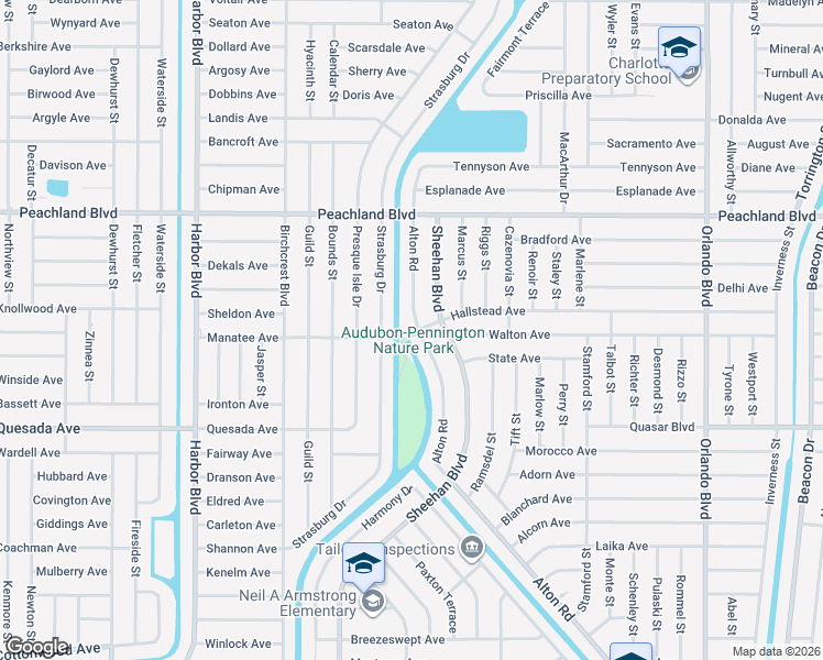 map of restaurants, bars, coffee shops, grocery stores, and more near 1146 Strasburg Drive in Port Charlotte