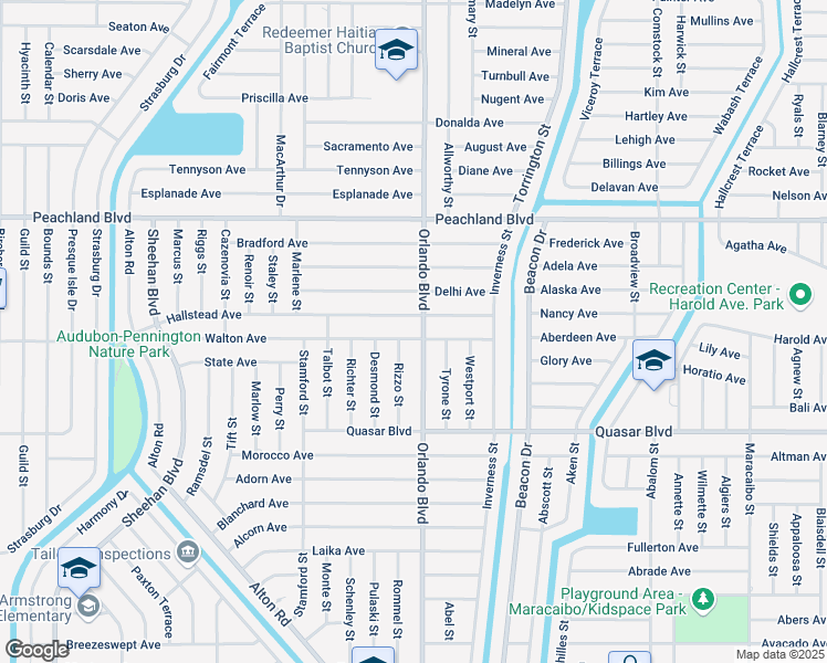 map of restaurants, bars, coffee shops, grocery stores, and more near 1141 Orlando Boulevard in Port Charlotte
