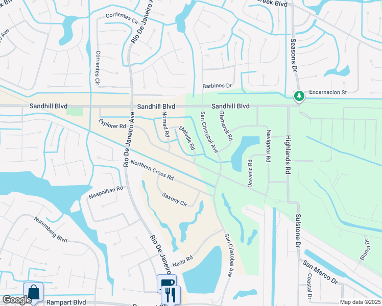 map of restaurants, bars, coffee shops, grocery stores, and more near 1170 Melville Road in Punta Gorda