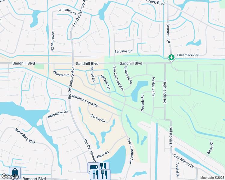 map of restaurants, bars, coffee shops, grocery stores, and more near 1170 Melville Road in Punta Gorda