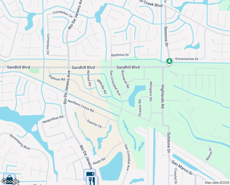 map of restaurants, bars, coffee shops, grocery stores, and more near 1147 San Cristobal Avenue in Punta Gorda