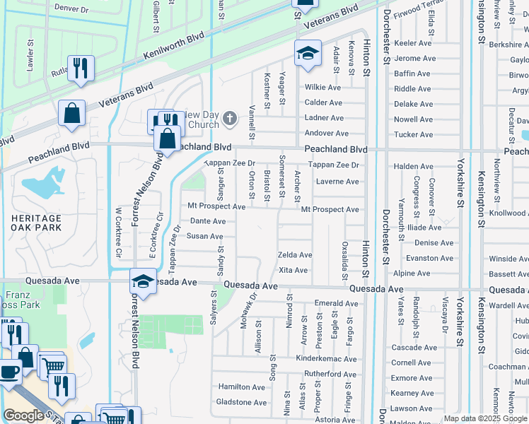map of restaurants, bars, coffee shops, grocery stores, and more near 20257 Mount Prospect Avenue in Port Charlotte