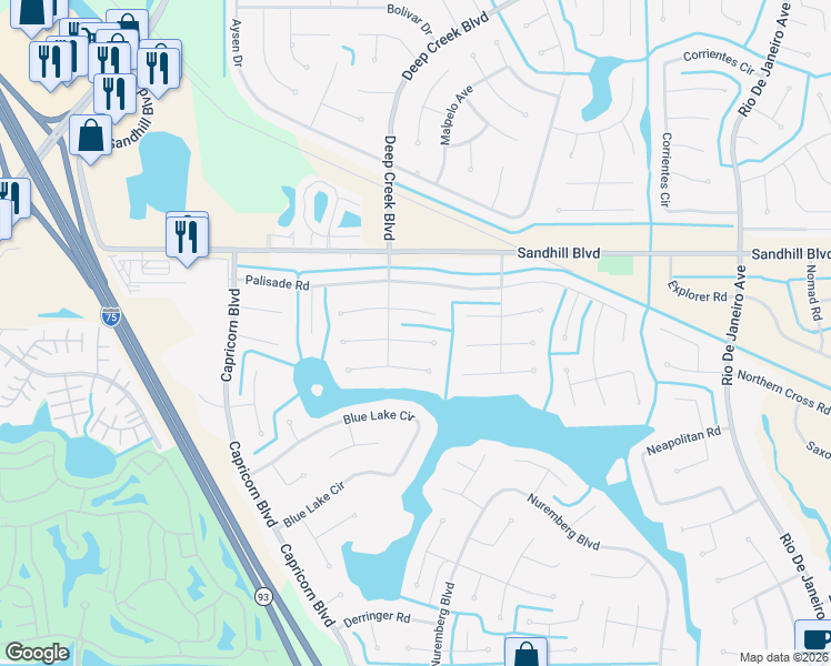 map of restaurants, bars, coffee shops, grocery stores, and more near 25255 Nocturne Lane in Punta Gorda