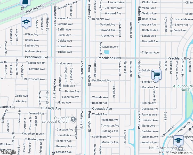map of restaurants, bars, coffee shops, grocery stores, and more near 1098 Northview Street in Port Charlotte
