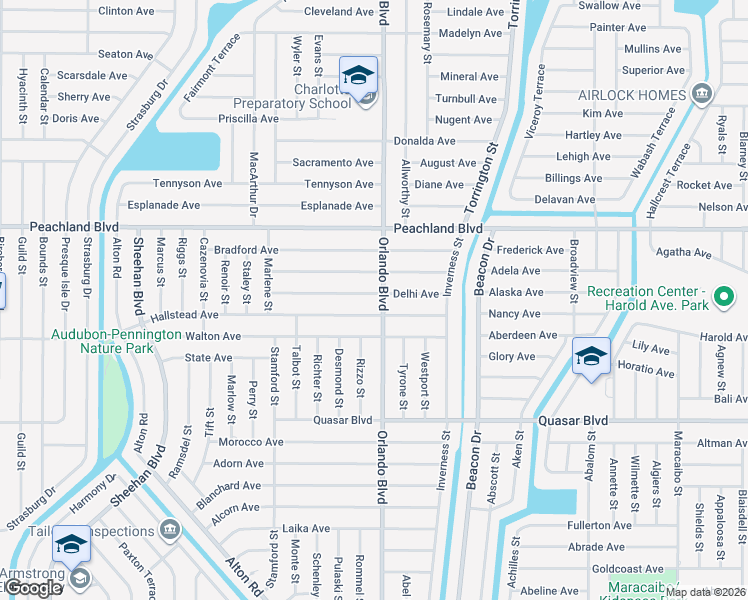 map of restaurants, bars, coffee shops, grocery stores, and more near 1082 Orlando Boulevard in Port Charlotte