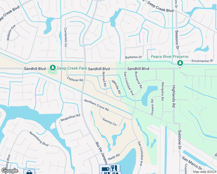 map of restaurants, bars, coffee shops, grocery stores, and more near 1103 Melville Road in Punta Gorda