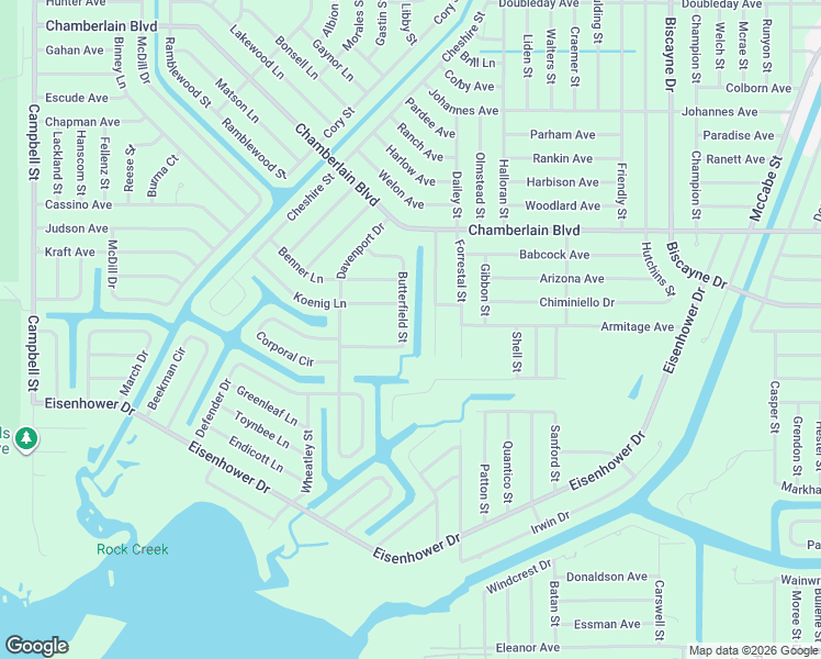 map of restaurants, bars, coffee shops, grocery stores, and more near 1192 Butterfield Street in Port Charlotte
