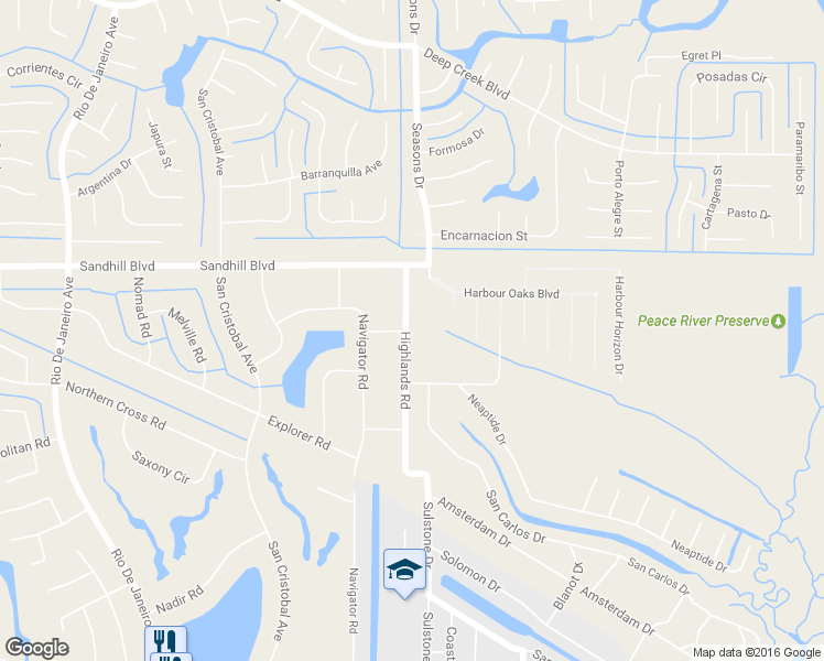 map of restaurants, bars, coffee shops, grocery stores, and more near 1078 Highlands Road in Punta Gorda